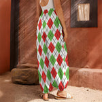 Green Red And White Argyle Pattern Print Harem Pants