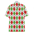 Green Red And White Argyle Pattern Print Hawaiian Shirt