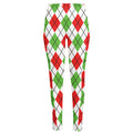 Green Red And White Argyle Pattern Print High-Waisted Pocket Leggings