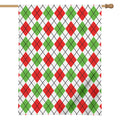 Green Red And White Argyle Pattern Print House Flag