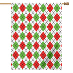 Green Red And White Argyle Pattern Print House Flag