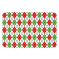 Green Red And White Argyle Pattern Print Indoor Door Mat