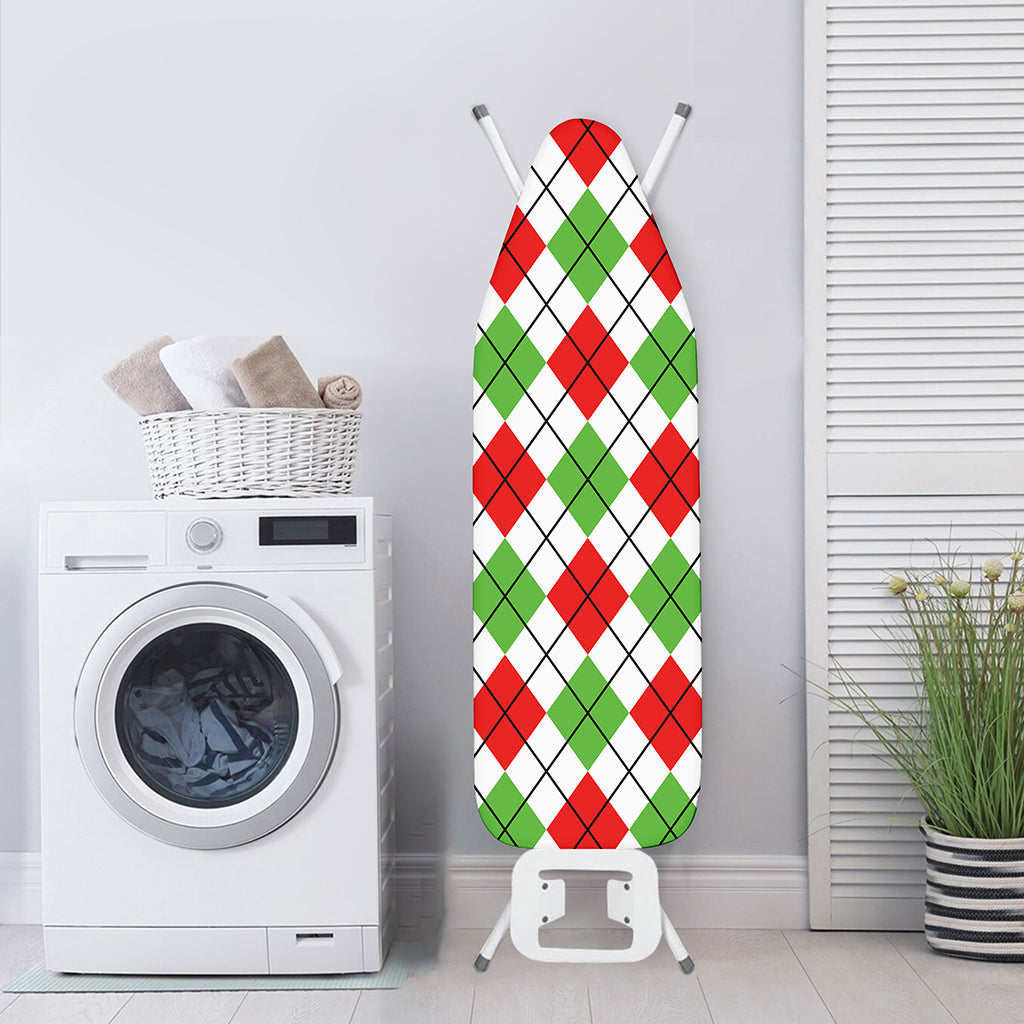 Green Red And White Argyle Pattern Print Ironing Board Cover