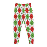 Green Red And White Argyle Pattern Print Jogger Pants