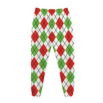 Green Red And White Argyle Pattern Print Jogger Pants
