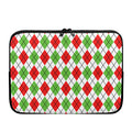 Green Red And White Argyle Pattern Print Laptop Sleeve
