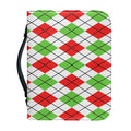Green Red And White Argyle Pattern Print Leather Bible Cover