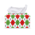Green Red And White Argyle Pattern Print Leather Tissue Box Cover