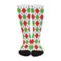 Green Red And White Argyle Pattern Print Long Socks