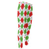 Green Red And White Argyle Pattern Print Men's Compression Pants