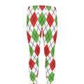 Green Red And White Argyle Pattern Print Men's Leggings
