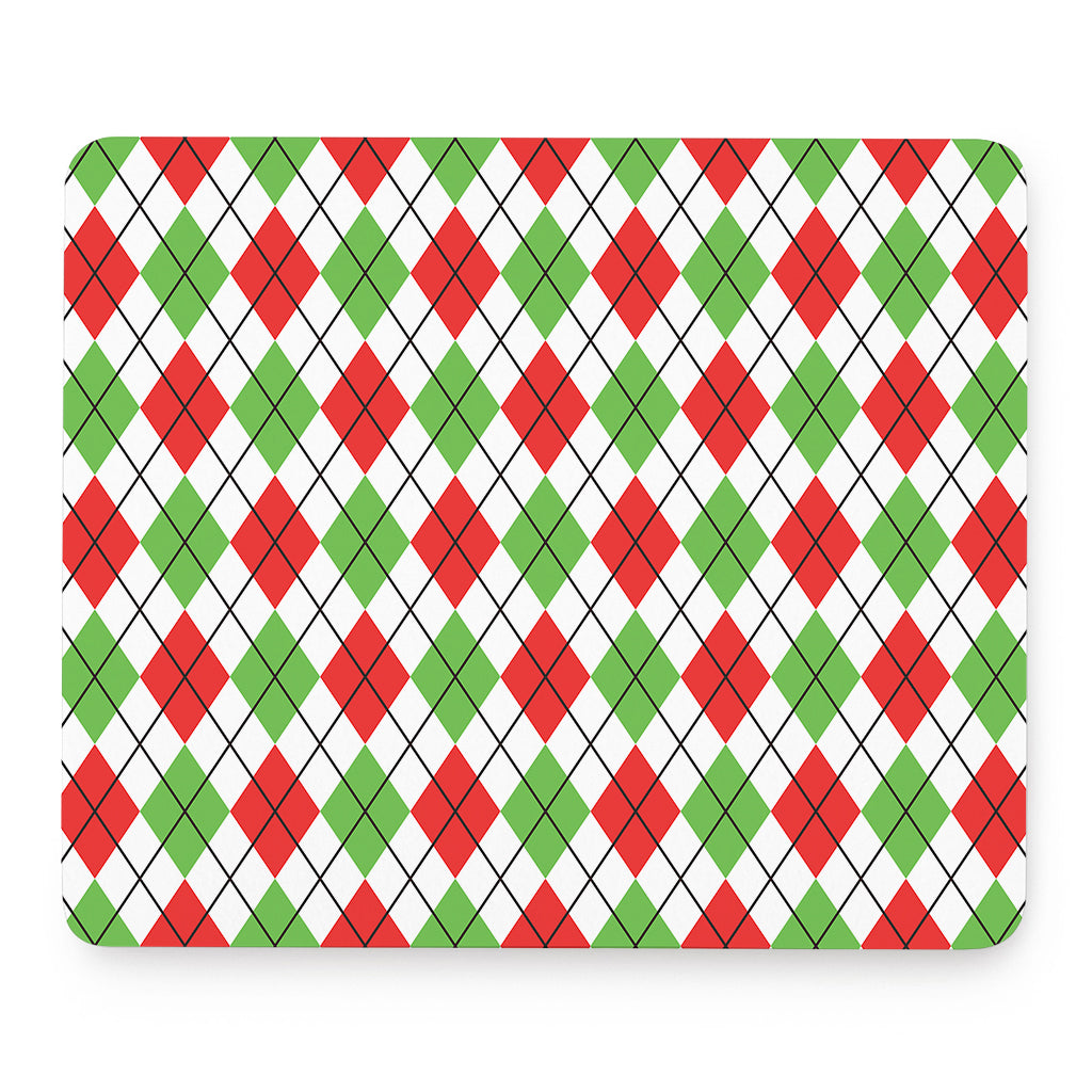 Green Red And White Argyle Pattern Print Mouse Pad