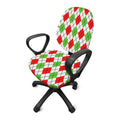 Green Red And White Argyle Pattern Print Office Chair Cover