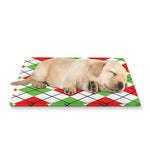 Green Red And White Argyle Pattern Print Pet Cooling Mat Cover