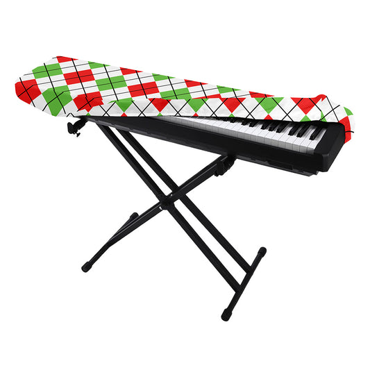 Green Red And White Argyle Pattern Print Piano Keyboard Cover