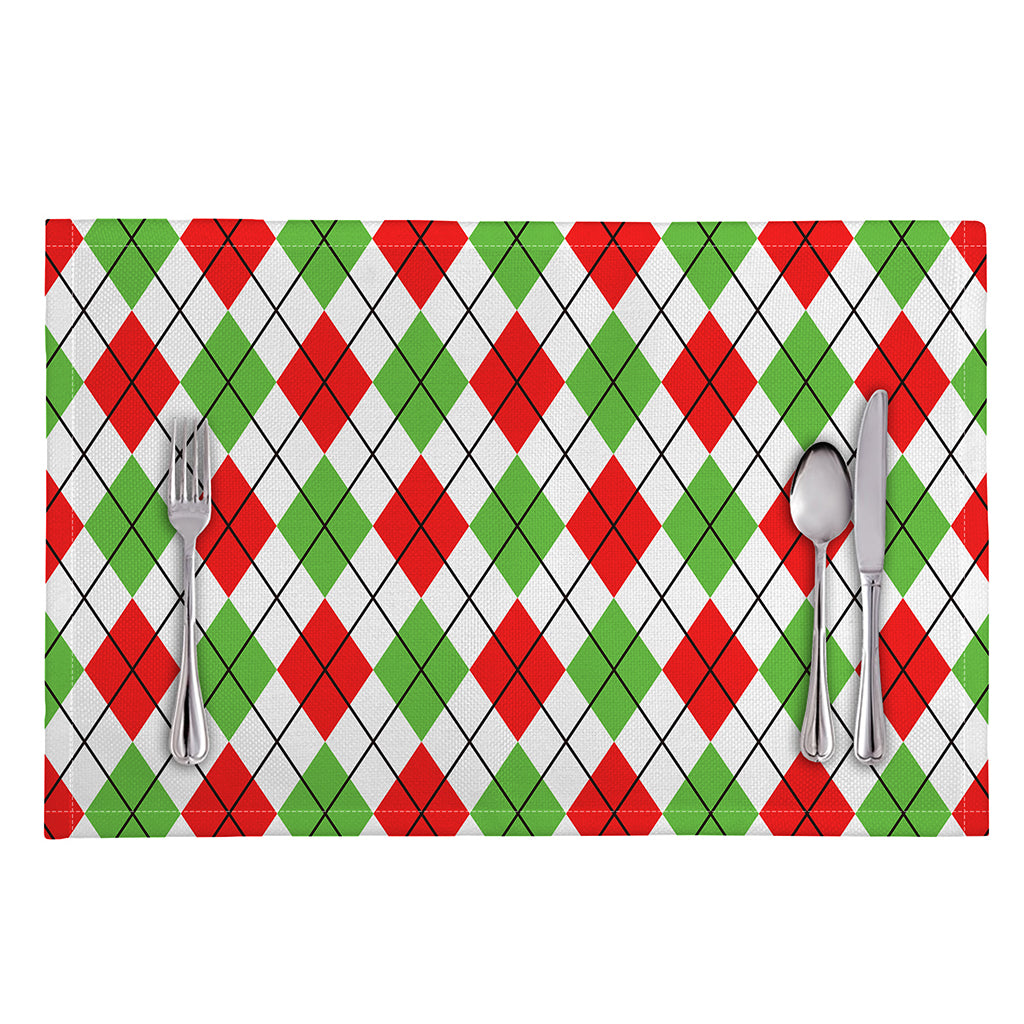 Green Red And White Argyle Pattern Print Placemat