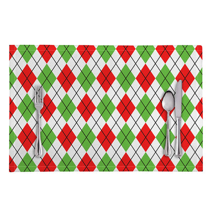 Green Red And White Argyle Pattern Print Placemat