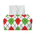 Green Red And White Argyle Pattern Print Rectangle Tissue Box Cover