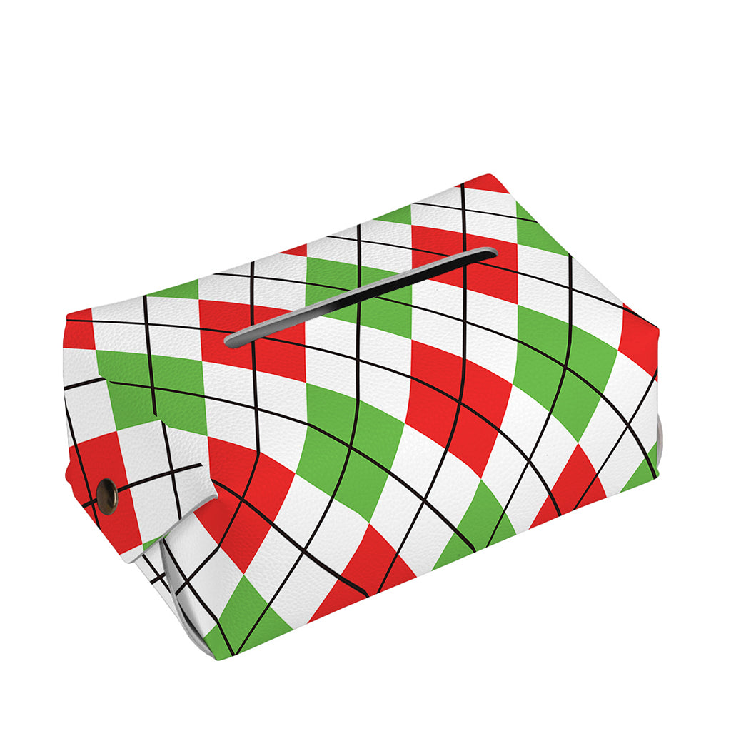 Green Red And White Argyle Pattern Print Rectangle Tissue Box Cover