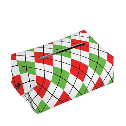 Green Red And White Argyle Pattern Print Rectangle Tissue Box Cover