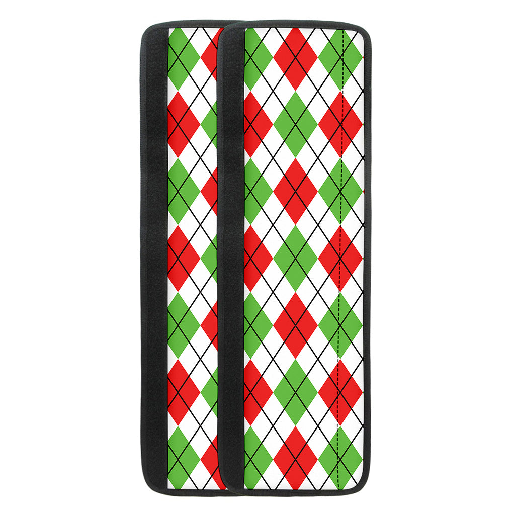 Green Red And White Argyle Pattern Print Refrigerator Handle Covers