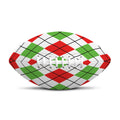 Green Red And White Argyle Pattern Print Rugby Ball