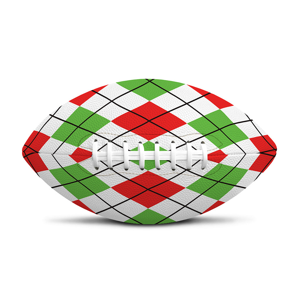 Green Red And White Argyle Pattern Print Rugby Ball