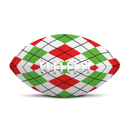 Green Red And White Argyle Pattern Print Rugby Ball