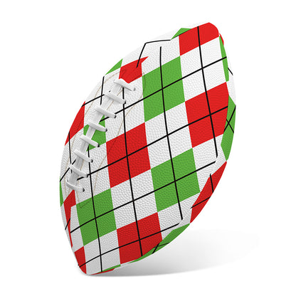 Green Red And White Argyle Pattern Print Rugby Ball