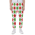 Green Red And White Argyle Pattern Print Joggers