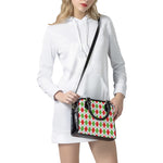 Green Red And White Argyle Pattern Print Shoulder Handbag
