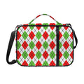 Green Red And White Argyle Pattern Print Shoulder Strap Bible Bag