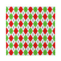 Green Red And White Argyle Pattern Print Silk Bandana