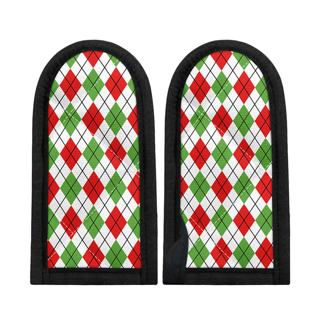 Green Red And White Argyle Pattern Print Skillet Handle Cover