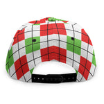Green Red And White Argyle Pattern Print Snapback Cap