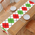 Green Red And White Argyle Pattern Print Table Runner