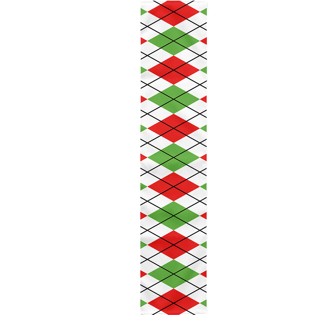 Green Red And White Argyle Pattern Print Table Runner