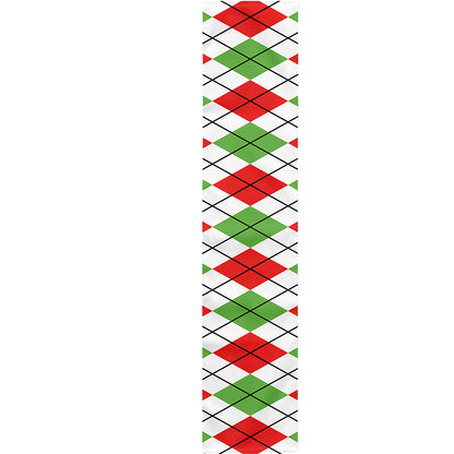 Green Red And White Argyle Pattern Print Table Runner