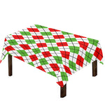 Green Red And White Argyle Pattern Print Tablecloth