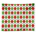 Green Red And White Argyle Pattern Print Tapestry