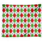 Green Red And White Argyle Pattern Print Tapestry