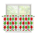Green Red And White Argyle Pattern Print Tier Curtains
