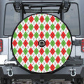 Green Red And White Argyle Pattern Print Tire Cover With Camera Hole