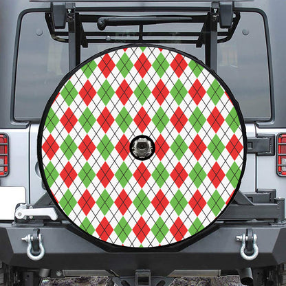 Green Red And White Argyle Pattern Print Tire Cover With Camera Hole