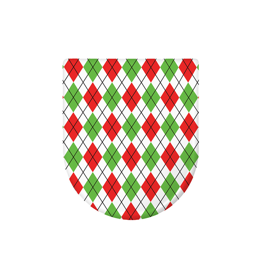 Green Red And White Argyle Pattern Print Toilet Lid Cover