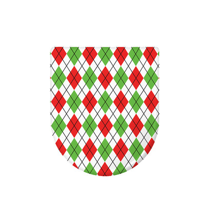 Green Red And White Argyle Pattern Print Toilet Lid Cover