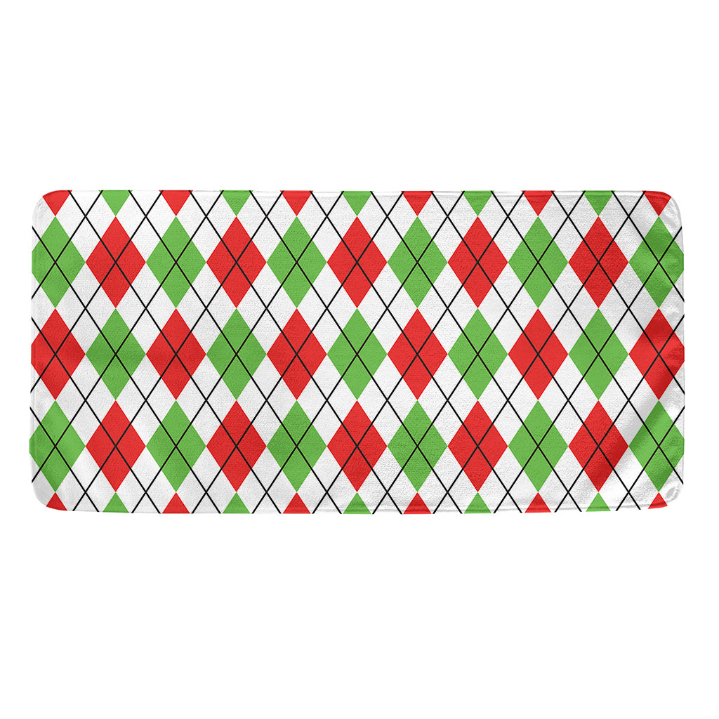 Green Red And White Argyle Pattern Print Towel