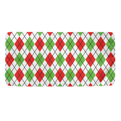 Green Red And White Argyle Pattern Print Towel