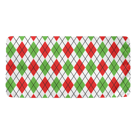 Green Red And White Argyle Pattern Print Towel