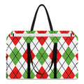Green Red And White Argyle Pattern Print Utility Tote Bag